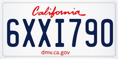 CA license plate 6XXI790