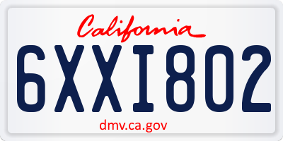 CA license plate 6XXI802