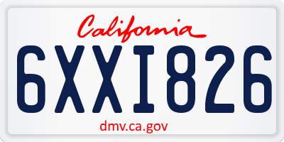 CA license plate 6XXI826