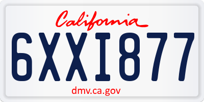 CA license plate 6XXI877