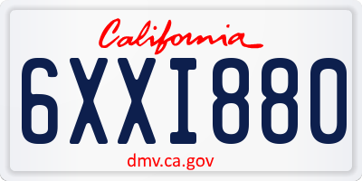 CA license plate 6XXI880