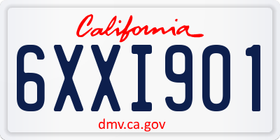 CA license plate 6XXI901