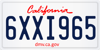 CA license plate 6XXI965