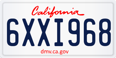 CA license plate 6XXI968