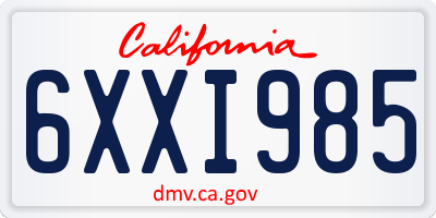 CA license plate 6XXI985