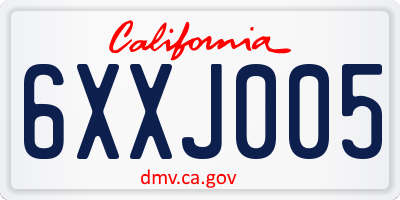CA license plate 6XXJ005