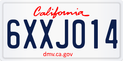 CA license plate 6XXJ014