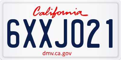 CA license plate 6XXJ021