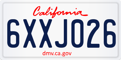 CA license plate 6XXJ026