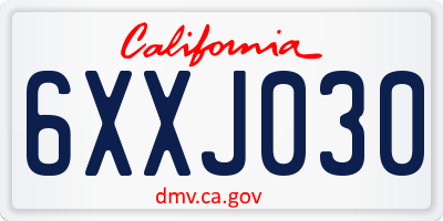 CA license plate 6XXJ030