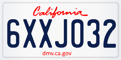 CA license plate 6XXJ032