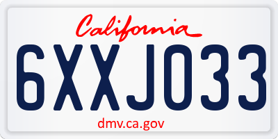 CA license plate 6XXJ033
