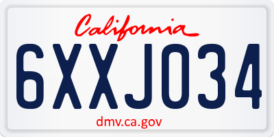 CA license plate 6XXJ034