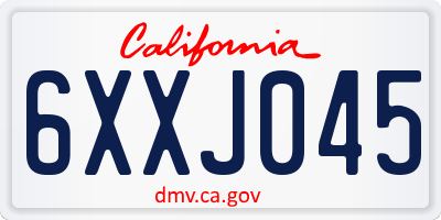 CA license plate 6XXJ045