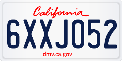 CA license plate 6XXJ052