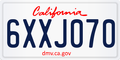 CA license plate 6XXJ070