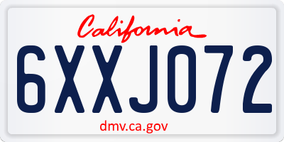 CA license plate 6XXJ072