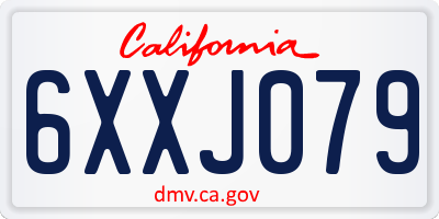 CA license plate 6XXJ079