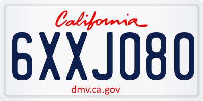 CA license plate 6XXJ080