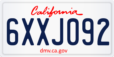 CA license plate 6XXJ092