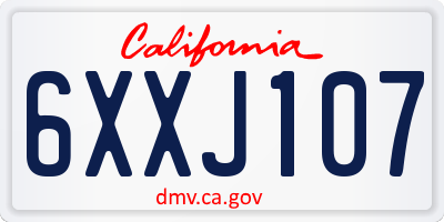 CA license plate 6XXJ107