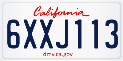 CA license plate 6XXJ113