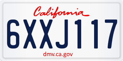 CA license plate 6XXJ117