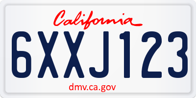 CA license plate 6XXJ123