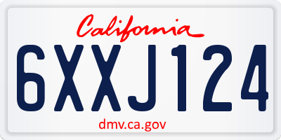 CA license plate 6XXJ124