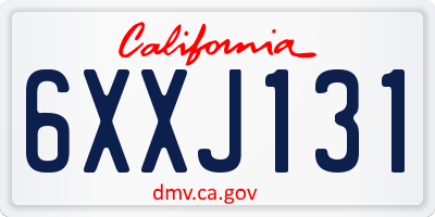 CA license plate 6XXJ131