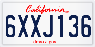 CA license plate 6XXJ136