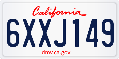 CA license plate 6XXJ149