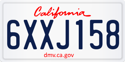 CA license plate 6XXJ158