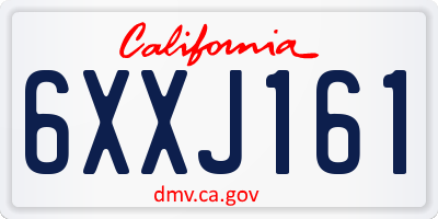 CA license plate 6XXJ161