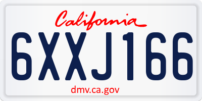 CA license plate 6XXJ166