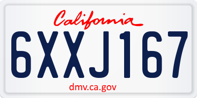 CA license plate 6XXJ167