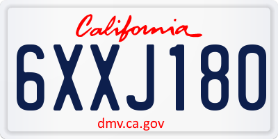 CA license plate 6XXJ180