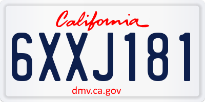 CA license plate 6XXJ181