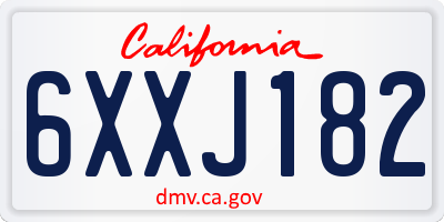 CA license plate 6XXJ182