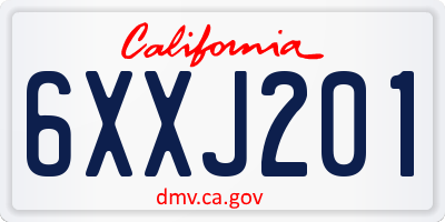 CA license plate 6XXJ201
