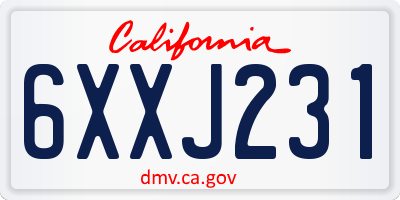 CA license plate 6XXJ231