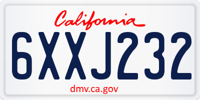 CA license plate 6XXJ232