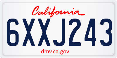 CA license plate 6XXJ243