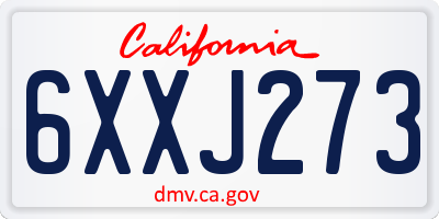 CA license plate 6XXJ273