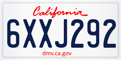CA license plate 6XXJ292