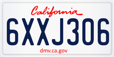 CA license plate 6XXJ306