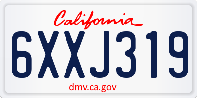CA license plate 6XXJ319