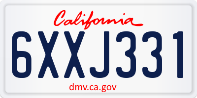 CA license plate 6XXJ331