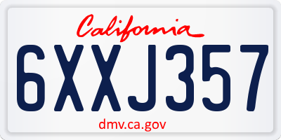 CA license plate 6XXJ357