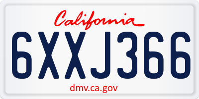 CA license plate 6XXJ366